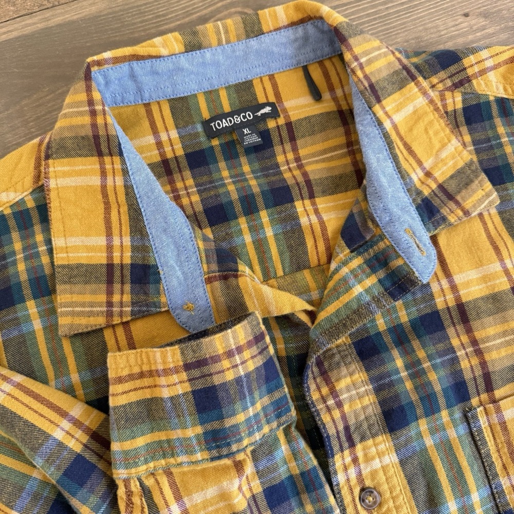 Toad&Co Mens XL Plaid Flannel Airsmyth Long Sleeve‎ Button Up Shirt Top
